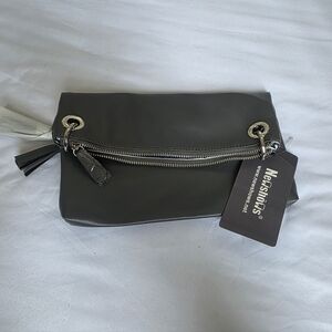 Newshows Grey Foldover Clutch With Tassles NWT -missing Strap